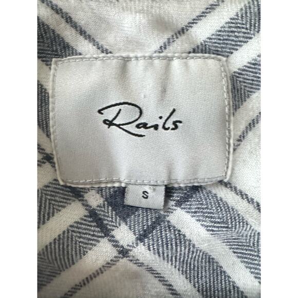 Rails Women’s Plaid Button Down Shirt Size Small Blue White Flannel Rayon - Picture 5 of 7